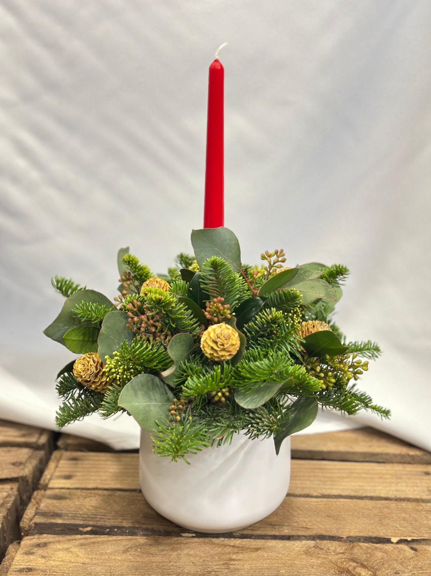 Red Candle Christmas Arrangement
