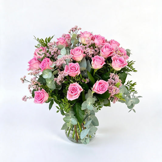 18 Pink Roses Bouquet